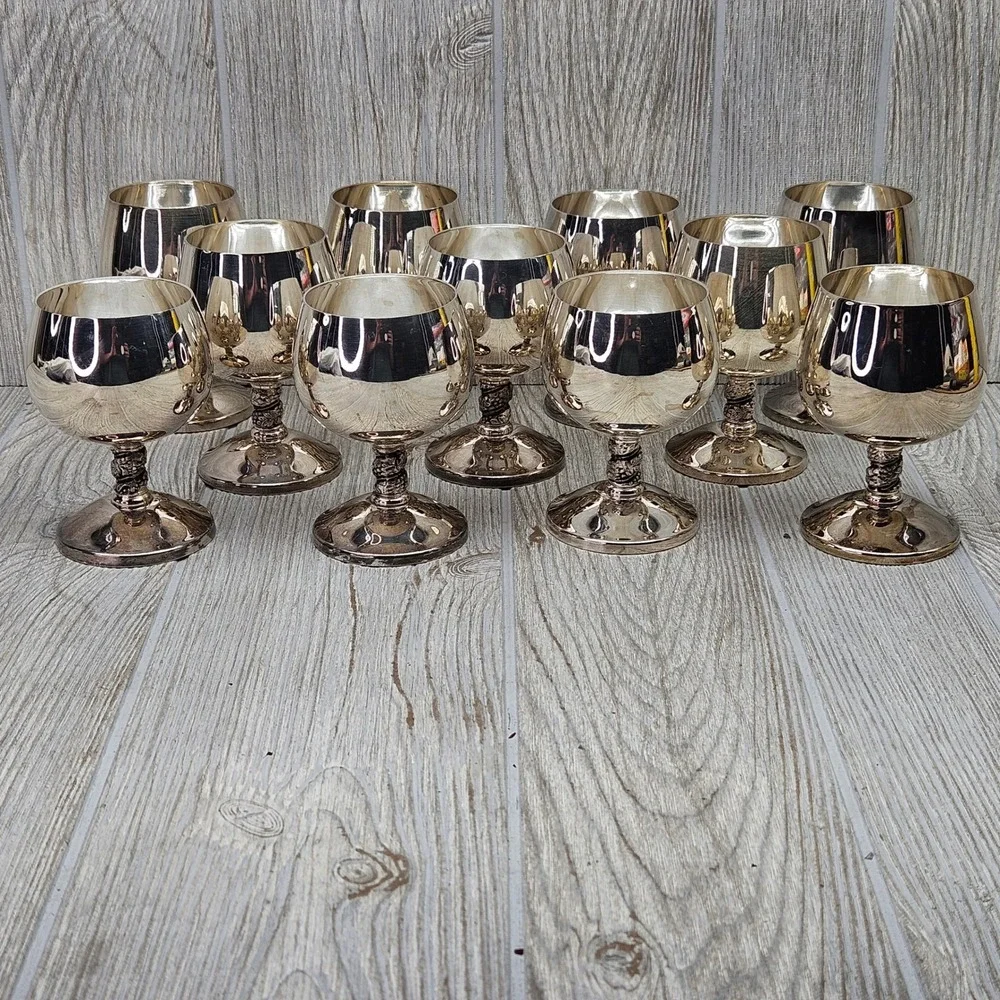 Roma SL Silver Plated Punch Cup Cordial Goblets Set of 11 Made in Spain Madrid